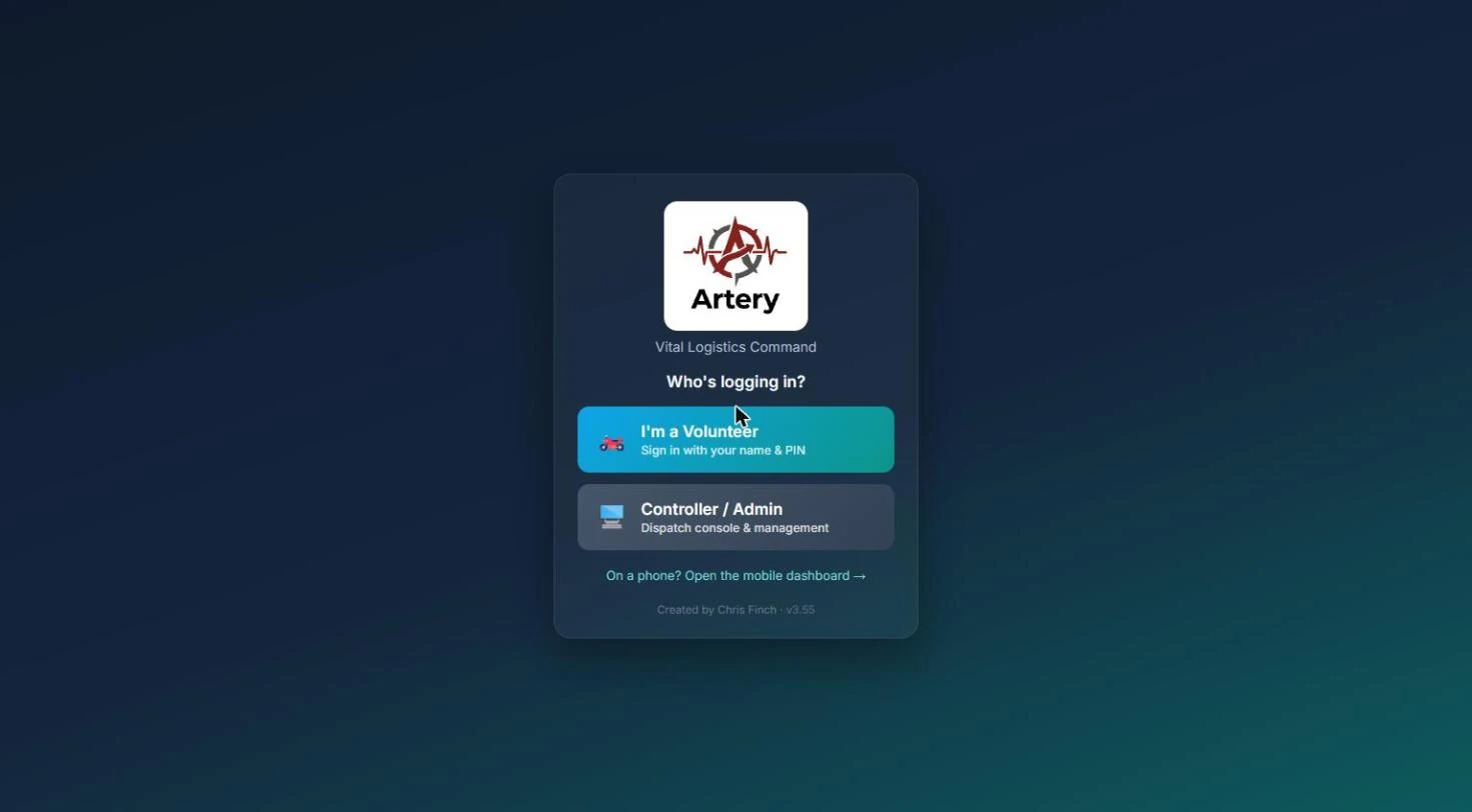 The page where you choose who is logging in